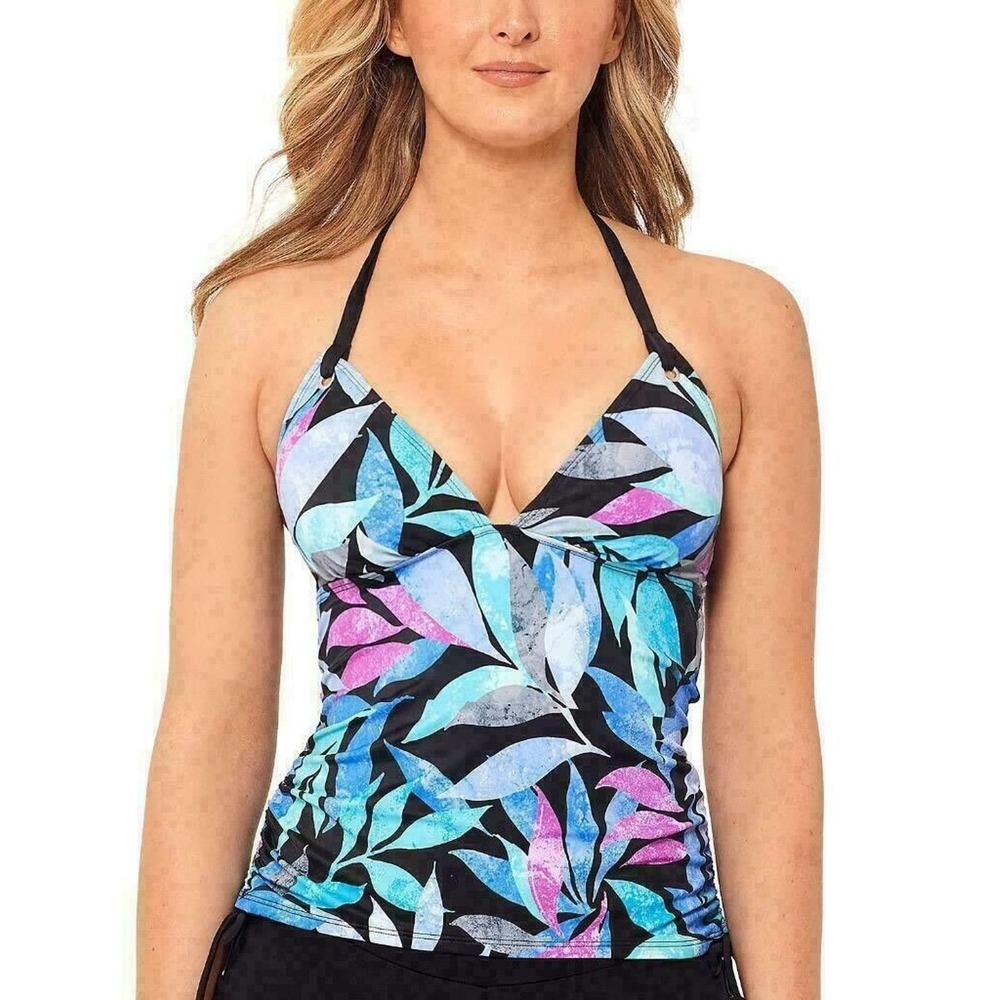 Salt + Cove Tropic Like It's Hot Ruched Tankini Top Women's Medium NWT‎ $30